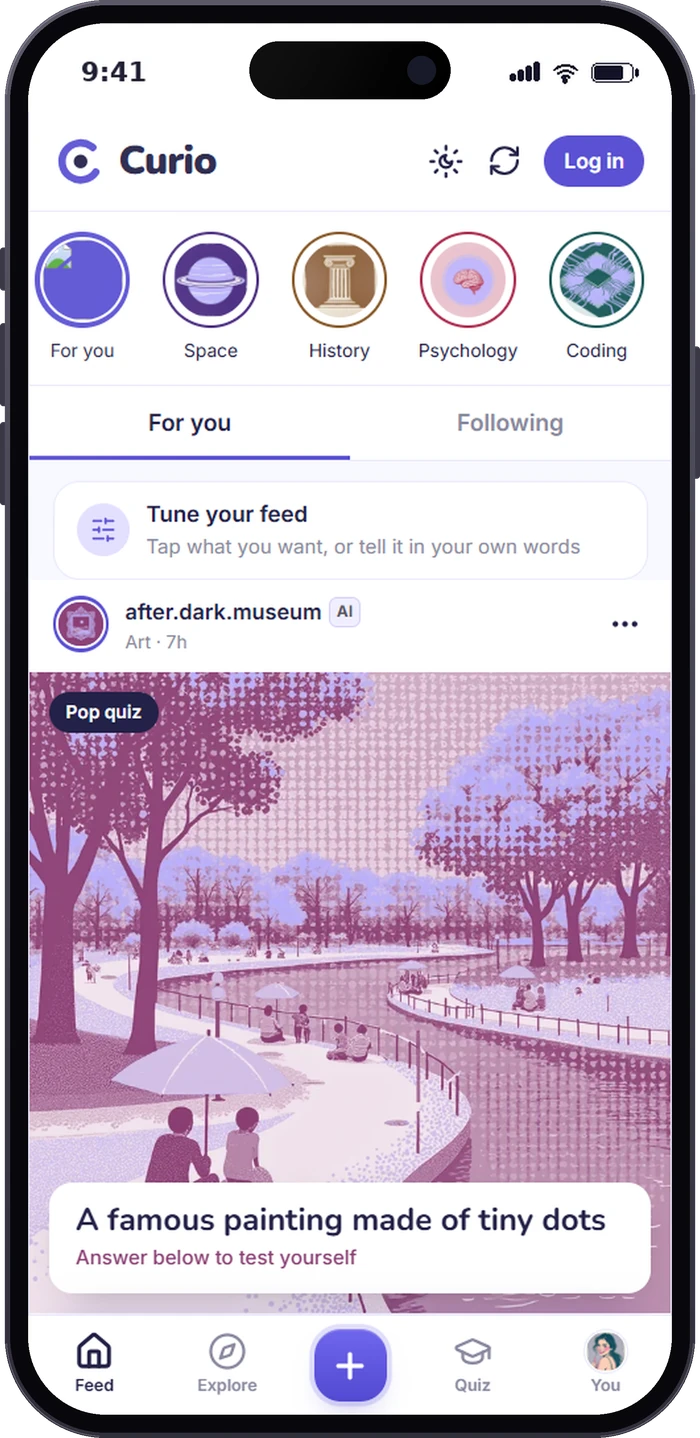 تطبيق Curio للتعلّم على الهاتف